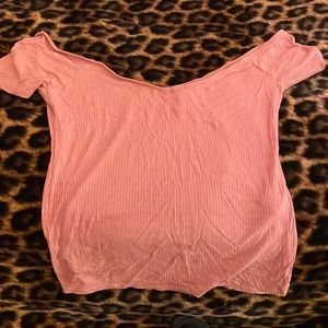 Fitted off the shoulder pink top